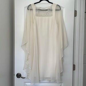 Halston Heritage white tank dress with chiffon overlay size 12
